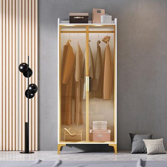 脚とガラスのワードローブキャビネットのあるヒンジ付きワードローブ鎧