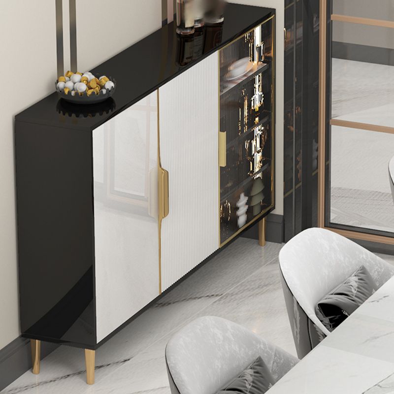 Gabinetto del server glam in legno di porta di vetro con spazio per la sala da pranzo