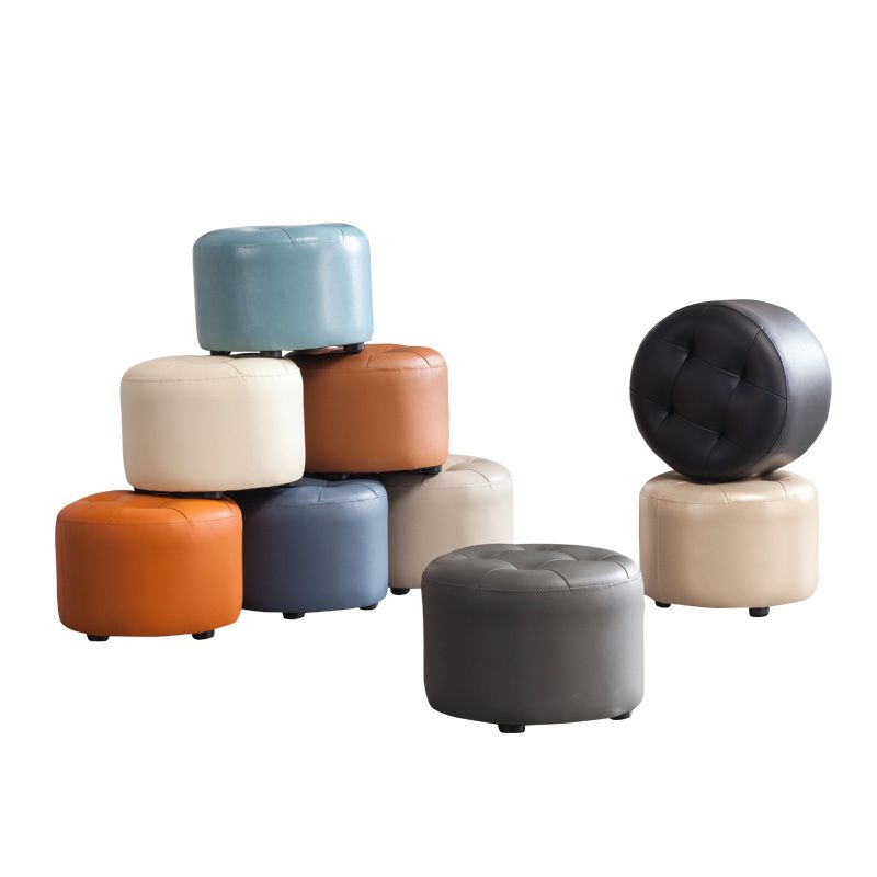Simplicidad Pure Color Otomano Otomano Faux Faux Cuero Round Pouf Otoman