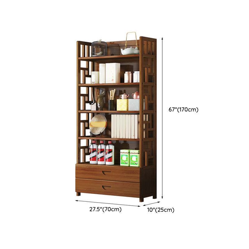 Hedendaags bruin bamboe buffet dressoir open opslagbuffettabel met 2-laden