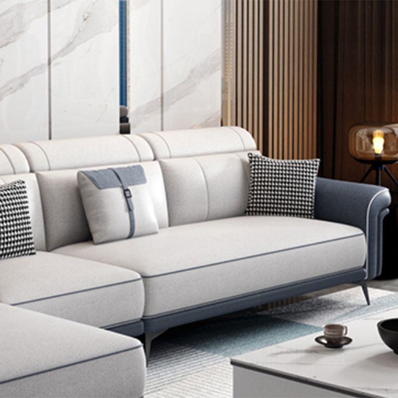 Faux Leather 4-Seater Sectional with Flared Arms and Storage for Living Room Clearhalo 'furn' 'furn_sectionals' 'Furniture' 'Living Room Furniture' 'Sectionals' 1200x1200_3f476256-359b-4b64-aada-2af0660ea44f