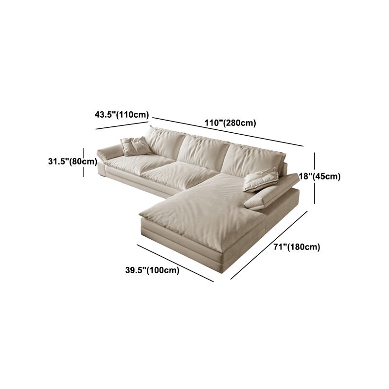 Scandinavian Cream Cushion Back Stain-Resistant Faux Leather Sofa Clearhalo 'furn' 'furn_sectionals' 'Furniture' 'Living Room Furniture' 'Sectionals' 1200x1200_3f47fe7e-519c-4762-8374-dfe0f9acbe15