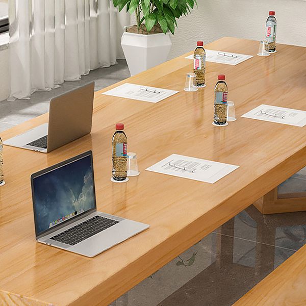Rectangle Wood Color Dining Table Solid Wood Table Modern with Double Pedestal Clearhalo ' dining_table' 'Dining Tables & Seating' 'Dining Tables' 'furn' 'furn_dining_table' 'Furniture' 'furniture_dining_table' 'Kitchen & Dining Furniture' 'kitchen&dining_furn' 'kitchen' 'kitchen_dining_table' 1200x1200_3f49b9cc-a101-4af2-8578-25615790e4b8