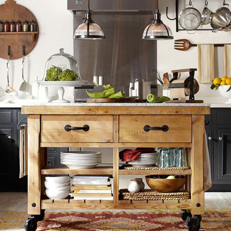 Modern Kitchen Island Table Dining Room Prep Table with Open Shelves Clearhalo 'furn' 'furn_kitchen_islands_carts' 'Furniture' 'Kitchen & Dining Furniture' 'Kitchen Islands & Carts' 'kitchen_islands_carts' 1200x1200_3f4ad0ae-0016-4495-8350-1ff326ba5658