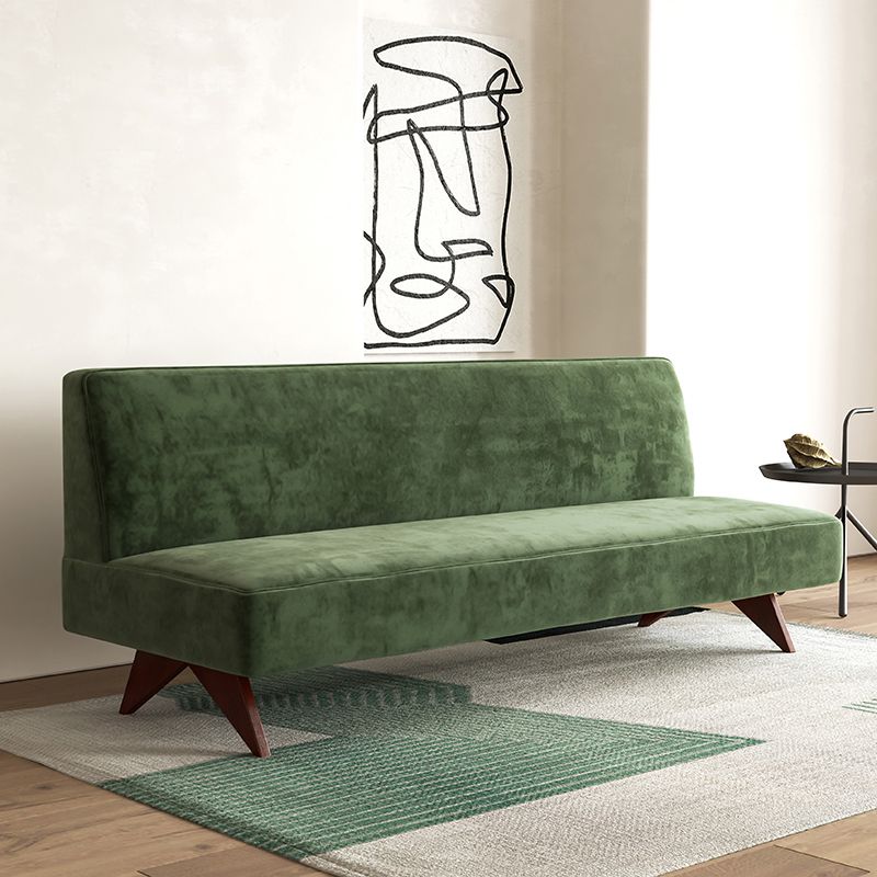 Samt 29,52 "breites Kiefernsofa für Wohnzimmer grünes armloses Sofa