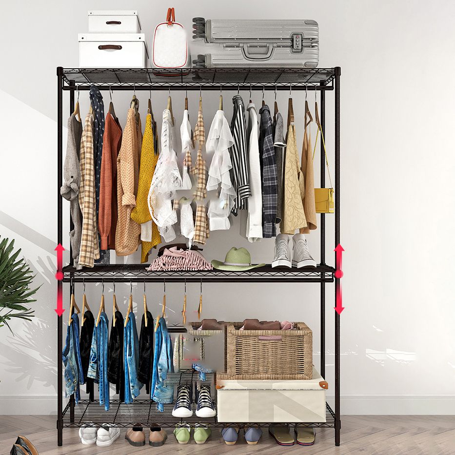Black Contemporary Style Armoire Metal Steel Armoire for Bedroom Clearhalo 'Armoires & Wardrobes' 'armoires_wardrobes' 'Bedroom Furniture' 'furn' 'furn_armoires_wardrobes' 'Furniture' 1200x1200_3f4ba754-5a81-4092-adce-7c0d958578aa