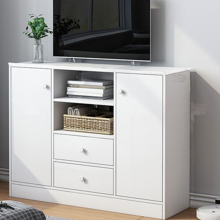Contemporary TV Stand Console Wooden TV Stand with Drawers and Doors , 12" D X 31.5" H Clearhalo 'furn' 'furn_tv_stands_entertainment_centers' 'Furniture' 'Living Room Furniture' 'TV Stands & Entertainment Centers' 'TV Stands & Media Storage Furniture' 'tv_stands_entertainment_centers' 1200x1200_3f4d5a53-f6b8-452b-bcc5-3cadec3b04ba