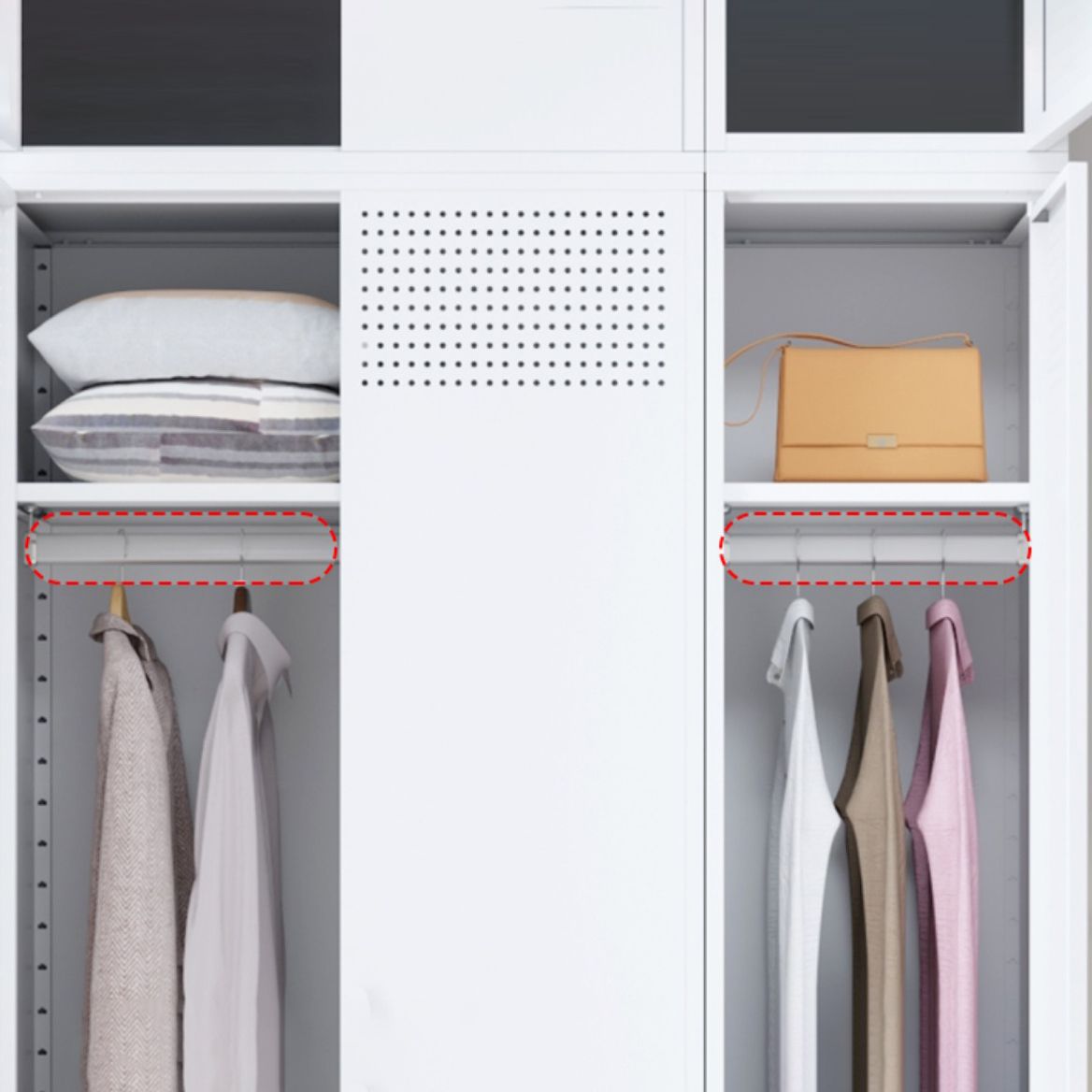 Metallic Finish Cabinet with Legs Contemporary Metal Wardrobe for Home Clearhalo 'Armoires & Wardrobes' 'armoires_wardrobes' 'Bedroom Furniture' 'furn' 'furn_armoires_wardrobes' 'Furniture' 1200x1200_3f4dd4f5-e9ed-43f0-92e8-e705a41c3b5b