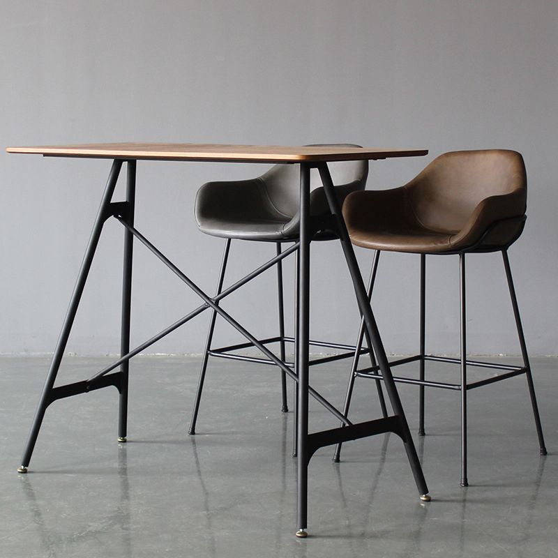 Contemporary Leather Armed Barstool Matte Finish Footrest Low Back Stool Clearhalo 'Bar Furniture' 'Bar Stools' 'bar_stools' 'furn' 'furn_bar_stools' 'Furniture' 'furniture_bar_stools' 'Kitchen & Dining Furniture' 1200x1200_3f4f7faa-10ad-43ed-acf3-ab828cc16544