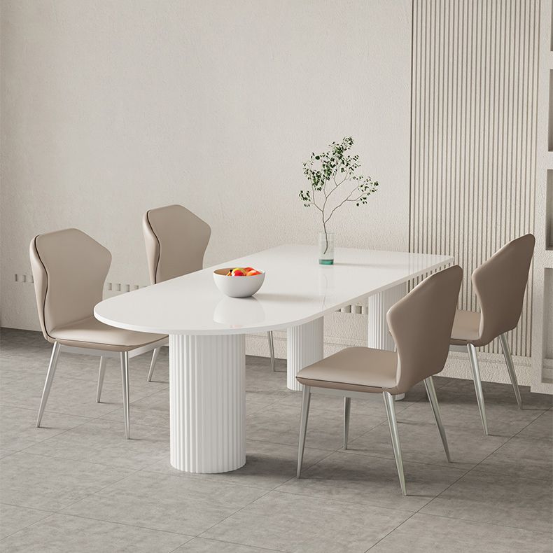 Contemporary White Color Faux Marble Dinner Table with 3 Legs Clearhalo 'Dining Tables & Seating' 'Dining Tables' 'dining_table' 'furn' 'furn_dining_table' 'Furniture' 'Kitchen & Dining Furniture' 1200x1200_3f504cc1-15bc-47fe-a882-141c9d509d5c