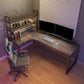 Solid Wood Modern Writing Desk L-Shaped Brown Office Desk for Office and Book Room