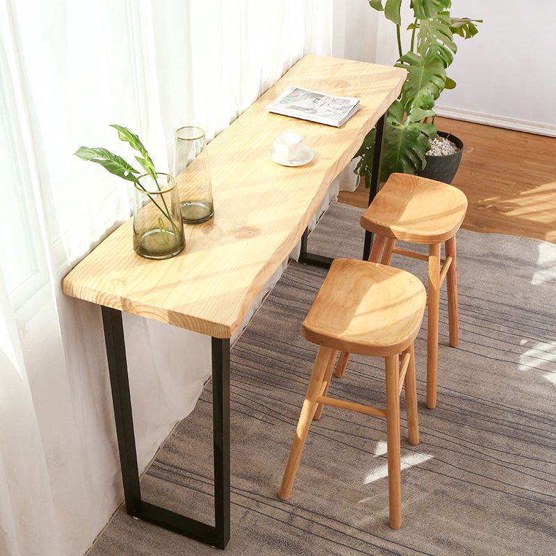 Modern Rectangle Bar Dining Table Wood Sled Bar Height Pub Table with Iron Base Clearhalo 'Bar Furniture' 'Bar Tables' 'bar_tables' 'furn' 'furn_bar_tables' 'Furniture' 'furniture_bar_tables' 'Kitchen & Dining Furniture' 1200x1200_3f51a1dc-b40c-4b4c-b822-3cd0491b09c8