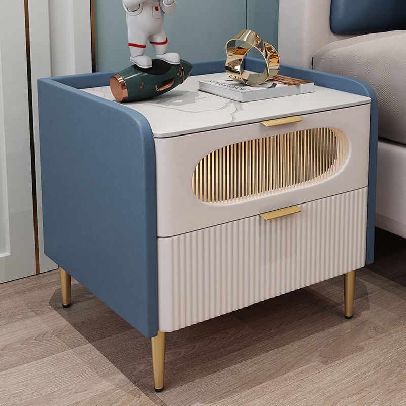 2-lading accenttafel nachtkastje 18,5 "hoge steen/glas nachtkastje