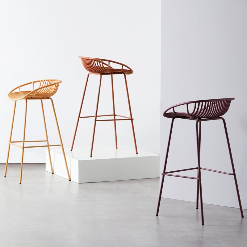 Contemporary Milk Tea Shop Footrest Matte Finish Metal Bar Stool Clearhalo 'Bar Furniture' 'Bar Stools' 'bar_stools' 'furn' 'furn_bar_stools' 'Furniture' 'furniture_bar_stools' 'Kitchen & Dining Furniture' 1200x1200_3f5282ba-907a-47dd-910d-73055265af93