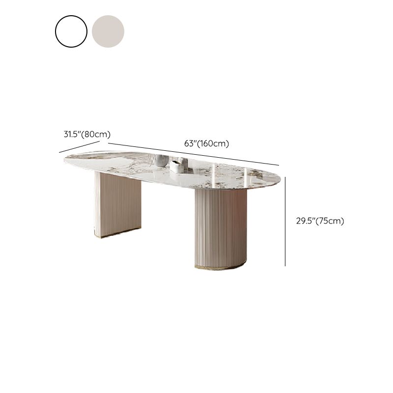 Glam Oval Dining Table Sintered Stone Table with Metal Legs for Home Clearhalo 'Dining Tables & Seating' 'Dining Tables' 'dining_table' 'furn' 'furn_dining_table' 'Furniture' 'Kitchen & Dining Furniture' 1200x1200_3f52a93a-e5ae-4842-a3fd-a6c405e96c38