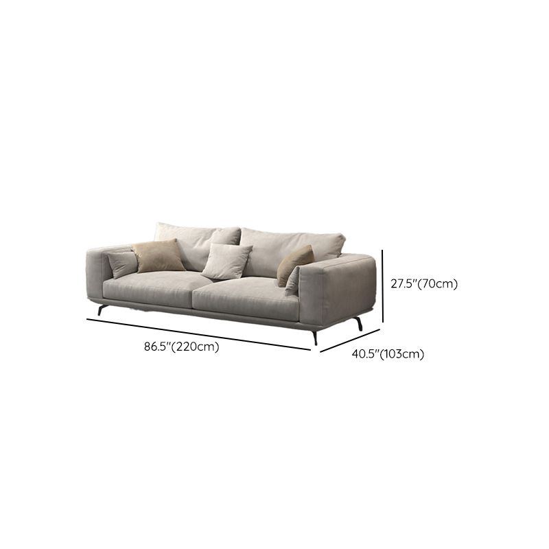 Contemporary Faux Leather Pillows Back Sofa with Tuxedo Arm in Beige Clearhalo 'furn' 'furn_sofas' 'Furniture' 'Living Room Furniture' 'Sofa' 'sofas' 1200x1200_3f55194b-0189-42c8-8422-5142240fe55c