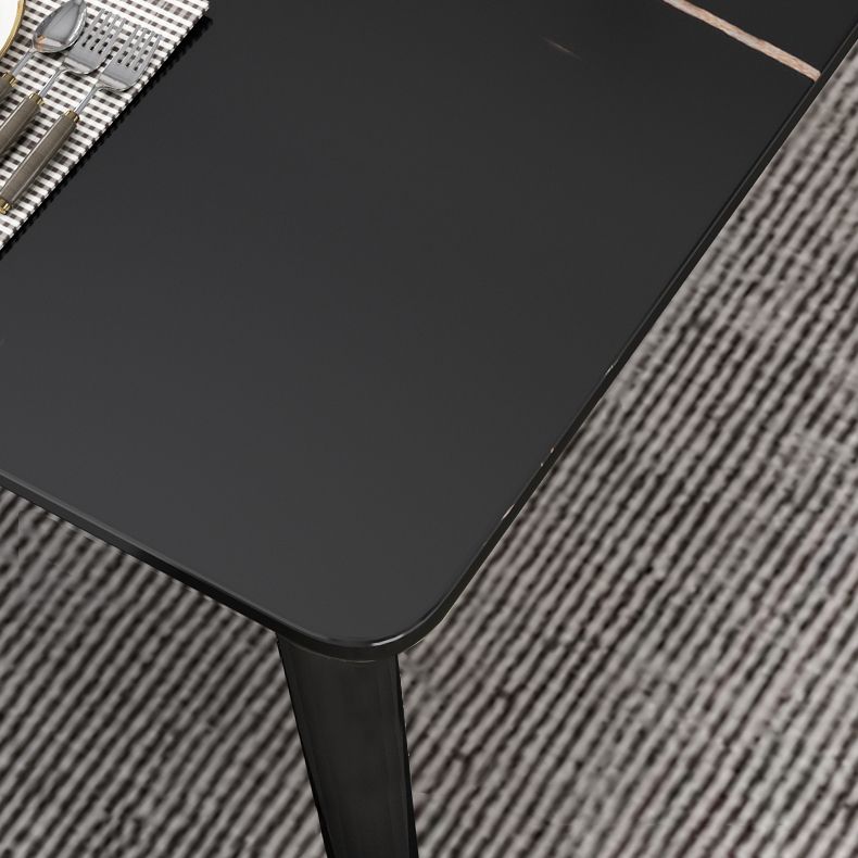 Traditional Luxury Rectangle Dining Room Table Sintered Stone Table with 4 Black Legs Clearhalo ' dining_table' 'Dining Tables & Seating' 'Dining Tables' 'furn' 'furn_dining_table' 'Furniture' 'furniture_dining_table' 'Kitchen & Dining Furniture' 'kitchen&dining_furn' 'kitchen' 'kitchen_dining_table' 1200x1200_3f569d14-9f80-4e09-a3a4-9729f38a1067