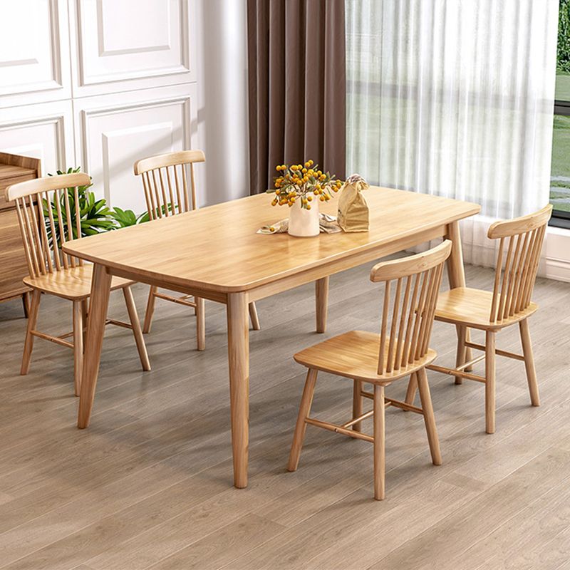 Minimalist Style Solid Wood Top Dining Table Set of Rectangle Shape Formal Dinette Set Clearhalo 'Dining Room Sets' 'Dining Tables & Seating' 'dining_room_set' 'furn' 'furn_dining_room_set' 'Furniture' 'furniture_dining_room_set' 'Kitchen & Dining Furniture' 'kitchen&dining_furn' 'kitchen' 1200x1200_3f56b2ef-d5aa-4f2f-b470-1decaebc4072