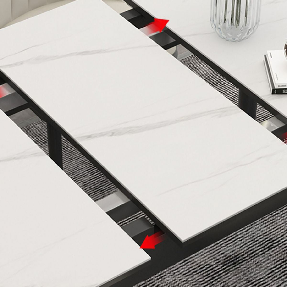 Extendable Sintered Stone Dining Table in White Modern Table with 4 Legs for Restaurant Clearhalo ' dining_table' 'Dining Tables & Seating' 'Dining Tables' 'furn' 'furn_dining_table' 'Furniture' 'furniture_dining_table' 'Kitchen & Dining Furniture' 'kitchen&dining_furn' 'kitchen' 'kitchen_dining_table' 1200x1200_3f5951df-2e64-48ee-b183-6d6d2313259e