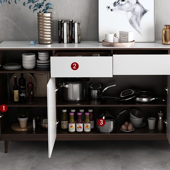 2 Drawers Wood Doors Sideboard Modern 33.5" High Side Board for Kitchen Clearhalo 'buffet_sideboard' 'Buffets & Sideboards' 'Furniture' 'furniture_buffet_sideboard' 'Kitchen & Dining Furniture' 1200x1200_3f5b0275-693c-4cb0-8974-8f42d654c273