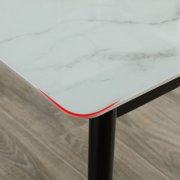 Mesa de comedor rectangular de vidrio de estilo moderno con 4 pies