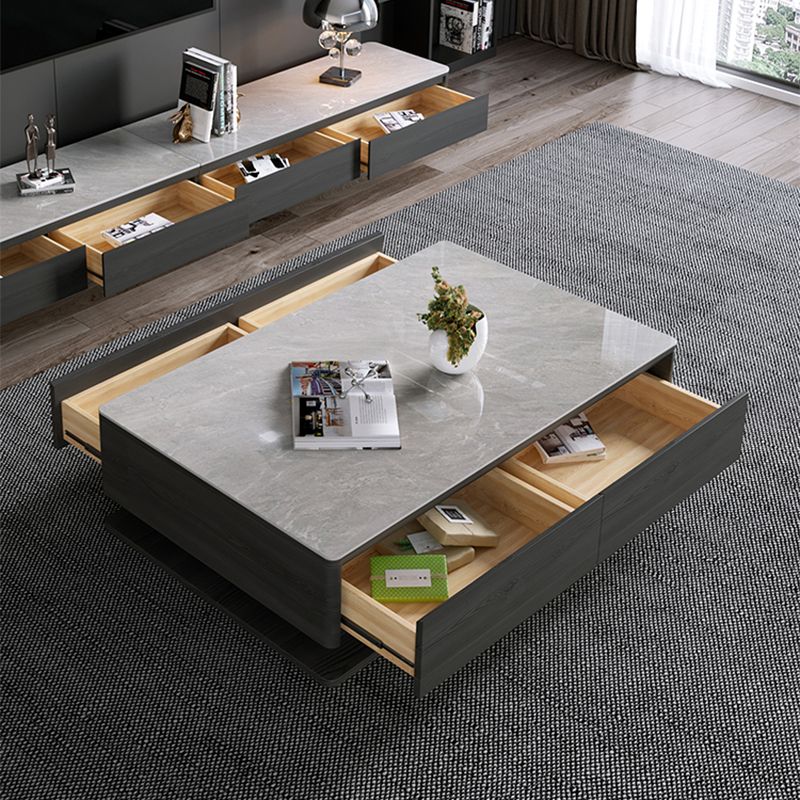 Rectangle Single Coffee Table Glam 1 Coffee Table with 4 Drawers Clearhalo 'Coffee & Accent Tables' 'Coffee Tables' 'coffee_tables' 'furn' 'furn_coffee_tables' 'Furniture' 'Living Room Furniture' 1200x1200_3f5cf5be-1bb1-44d3-b89b-9bcb2d335276
