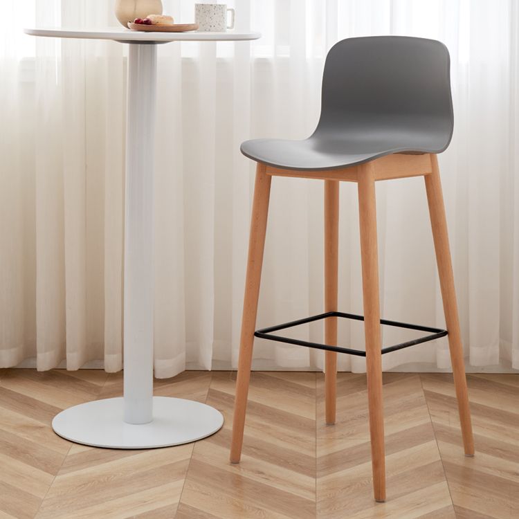 Modern Wood Barstool Simple Low Back Indoor Tall Stool with Plastic Seat Clearhalo 'Bar Furniture' 'Bar Stools' 'bar_stools' 'furn' 'furn_bar_stools' 'Furniture' 'furniture_bar_stools' 'Kitchen & Dining Furniture' 1200x1200_3f5d54c1-d62c-43a6-a932-2abba72bd7eb