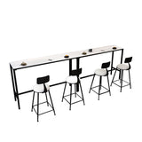 Indoor White and Black Counter Wine Table Rectangle Stone Bar Height Pub Table