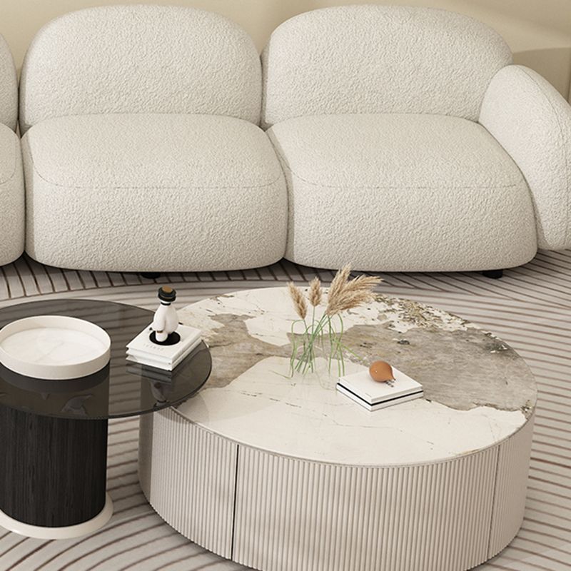 Square Arm Wool Sofa Scandinavian 1/2/3-Seater Sofa in White