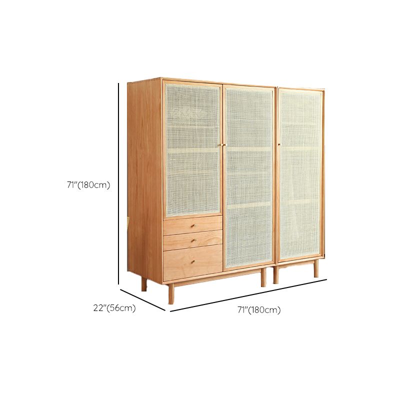 Armadio in legno massiccio di pino moderno guardaroba autoportante con gambe