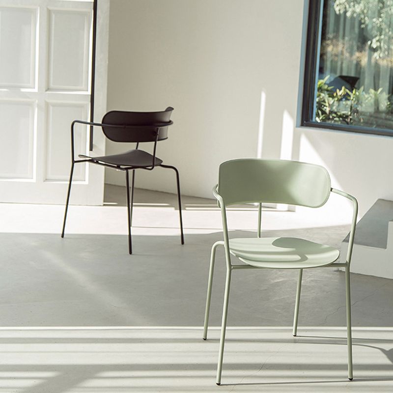 Industrial Opening Back Dining Arm Chair Kitchen Mental Dining Arm Chair Clearhalo ' kitchen&dining_furn' 'Dining Chairs' 'Dining Tables & Seating' 'dining_chair' 'furn' 'furn_dining_chair' 'Furniture' 'furniture_dining_chair' 'Kitchen & Dining Furniture' 'kitchen' 1200x1200_3f60e20d-4dfc-4d7f-8b59-90c006d46ddc