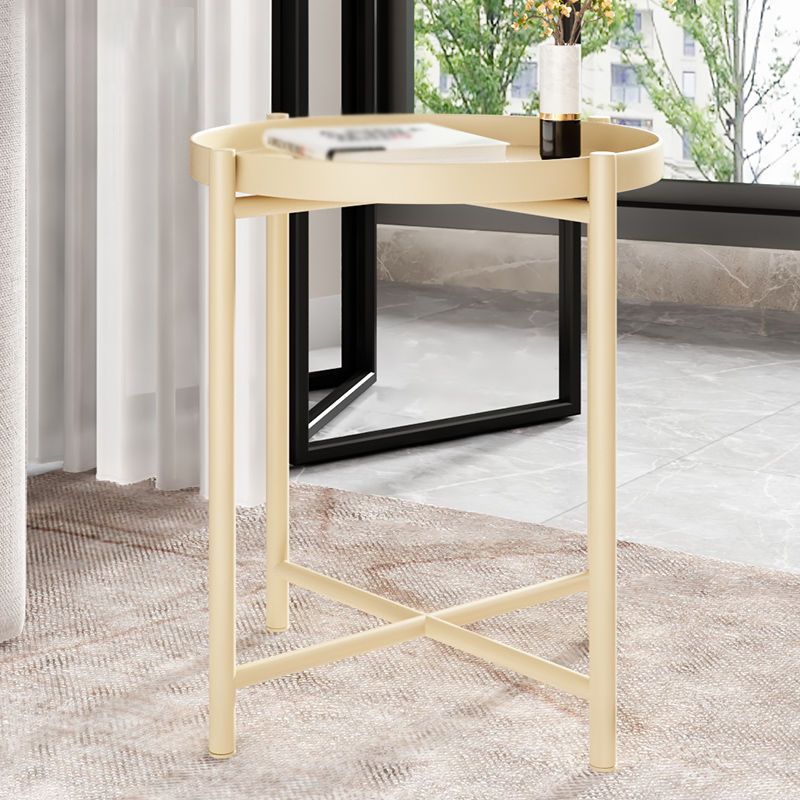 Modern Style Metal Table Top Metal Steel Base Round Side Table