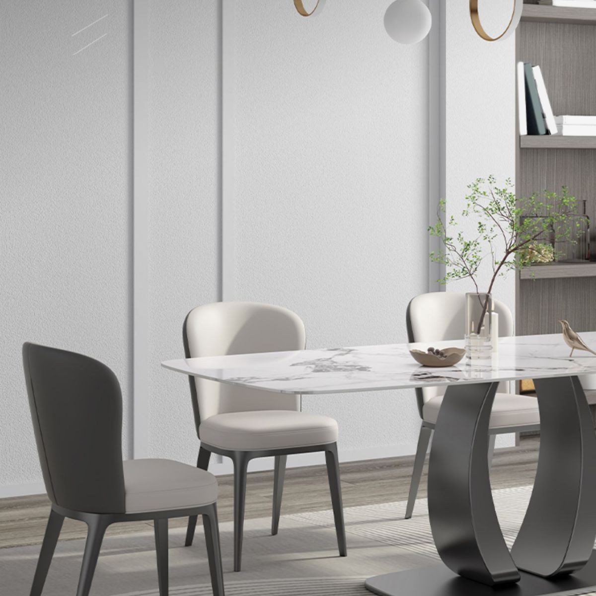 Modern 1/2/5/7 Pieces Rectangle Dining Set Sintered Stone Top Dinette Table Set Clearhalo 'Dining Room Sets' 'Dining Tables & Seating' 'dining_room_set' 'furn' 'furn_dining_room_set' 'Furniture' 'Kitchen & Dining Furniture' 1200x1200_3f61b141-2778-4e85-9b25-f6478f2ac0a3