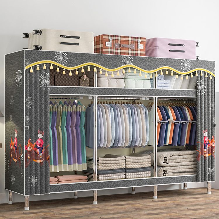 Freestanding Metal Frame Wardrobe Modern Removable Wardrobe with Legs Clearhalo 'Armoires & Wardrobes' 'armoires_wardrobes' 'Bedroom Furniture' 'furn' 'furn_armoires_wardrobes' 'Furniture' 1200x1200_3f61fcc6-9ed0-4a85-a039-a3e59b347f22