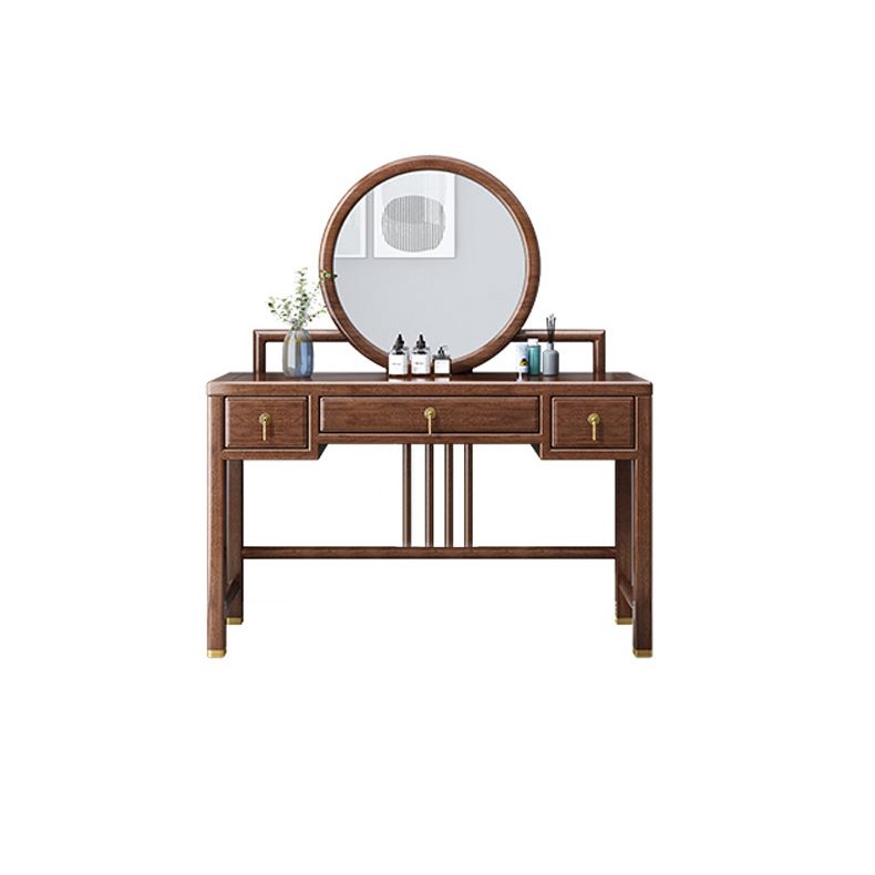 Tradicional 3 cajones de madera de nogal Magno de maquillaje Magno de escritorio en marrón