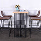 Industrial Rectangle Bistro Table Double Pedestal Solid Wood Bar Height Table in Brown