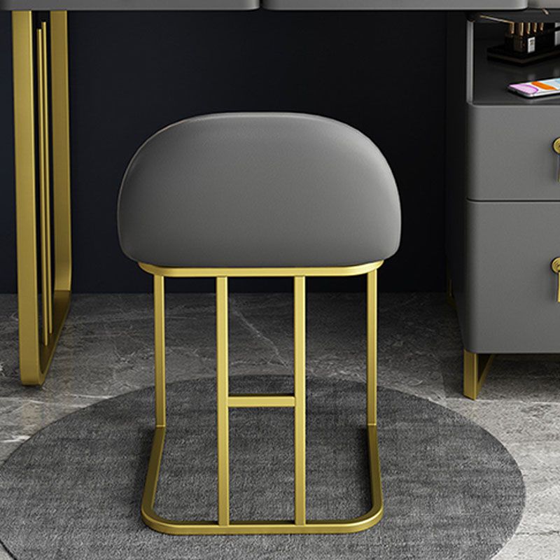 Glam -kaptafel Echte lederen ijdelheid tafel met 4 opbergladen