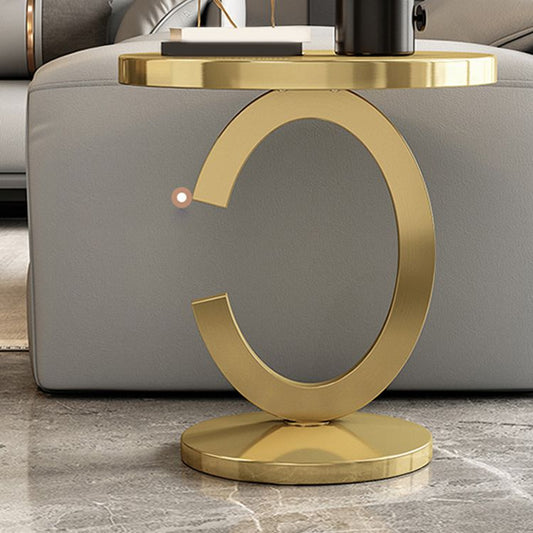 Tavolino laterale in metallo rotondo della metà del secolo per soggiorno