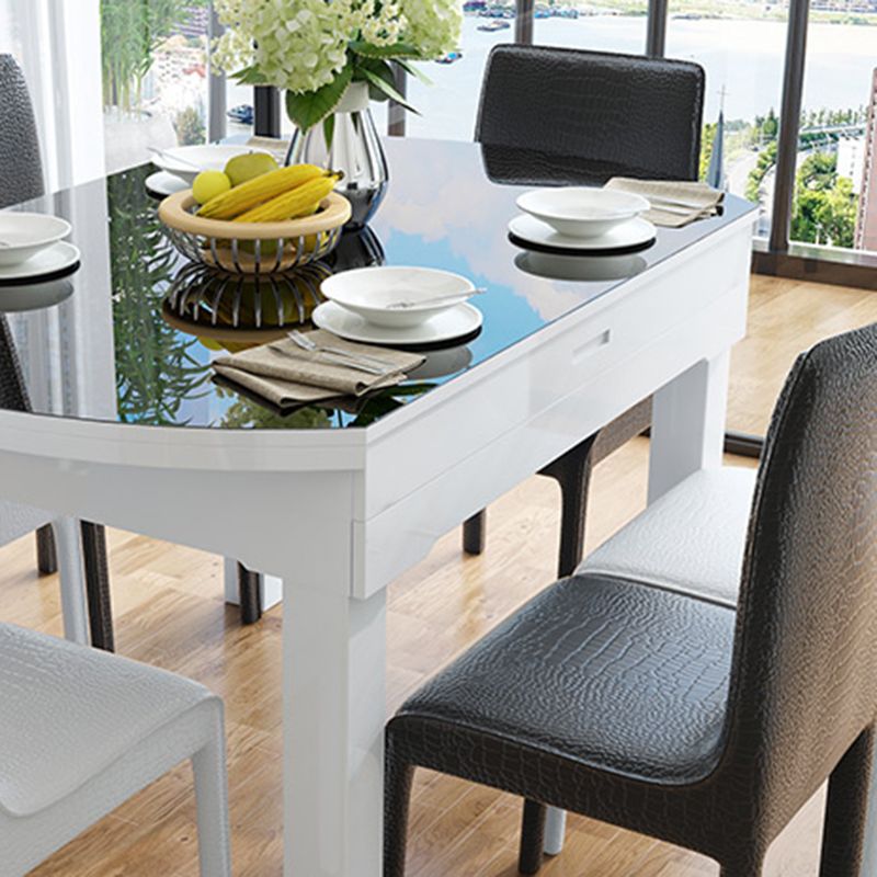 キッチンのための現代的な強化ガラストップダイニングルームセット折りたたみ