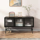 Industrial Metal and Glass TV Media Console 4-Door TV Media Stand Clearhalo 'furn' 'furn_tv_stands_entertainment_centers' 'Furniture' 'Living Room Furniture' 'TV Stands & Entertainment Centers' 'TV Stands & Media Storage Furniture' 'tv_stands_entertainment_centers' 1200x1200_3f67a0dd-f81e-4e13-971e-9a458e4f59f0