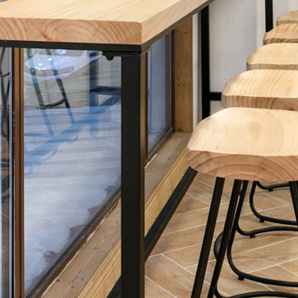 Modern Style Light Brown Bar Table Solid Wood and Iron Coffee Shop Bar Table Clearhalo 'Bar Furniture' 'Bar Tables' 'bar_tables' 'furn' 'furn_bar_tables' 'Furniture' 'furniture_bar_tables' 'Kitchen & Dining Furniture' 1200x1200_3f68596b-76b4-404d-8924-175f9adbac21