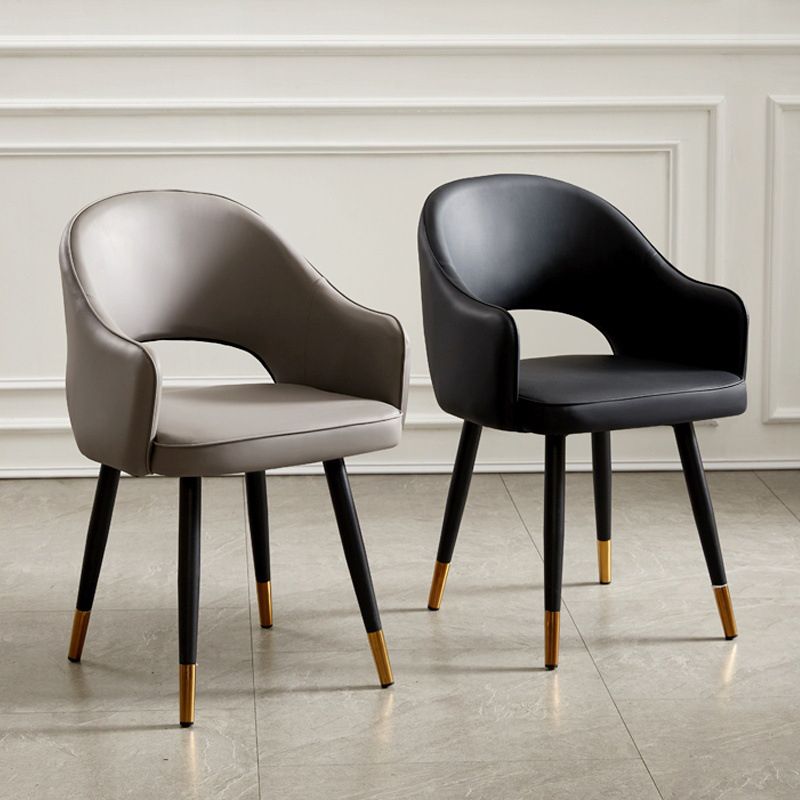 Glam Style Side Chair Open Back Leather Indoor Dining Chair for Home Clearhalo 'Dining Chairs' 'Dining Tables & Seating' 'dining_chair' 'furn' 'furn_dining_chair' 'Furniture' 'Kitchen & Dining Furniture' 1200x1200_3f691a57-69d6-4e5b-b2fd-39ab4285d0e0