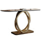 Glam Stone Console Table Half Moon Console Accent Table for Hall