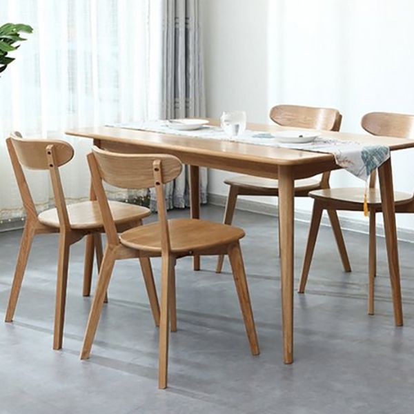 Silla de madera de respaldo sin brazo moderna con patas de roble para el comedor