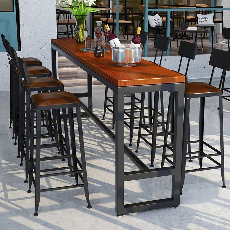 Pine Wood Bar Dining Table Industrial Bar Table with Trestle Base Clearhalo 'Bar Furniture' 'Bar Tables' 'bar_tables' 'furn' 'furn_bar_tables' 'Furniture' 'furniture_bar_tables' 'Kitchen & Dining Furniture' 1200x1200_3f6a95a0-aa3e-423d-af24-93ffe101ebae
