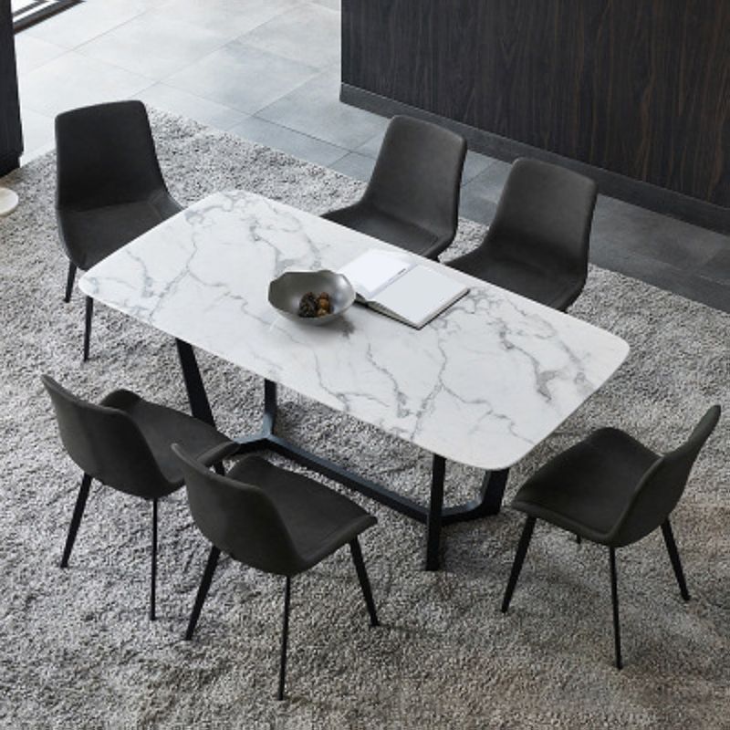 Modern Leather Side Chair Solid Back Dining Chair with Metal Base Clearhalo 'Dining Chairs' 'Dining Tables & Seating' 'dining_chair' 'furn' 'furn_dining_chair' 'Furniture' 'Kitchen & Dining Furniture' 1200x1200_3f6d77d7-44b5-445f-86e5-d442593f8ec6