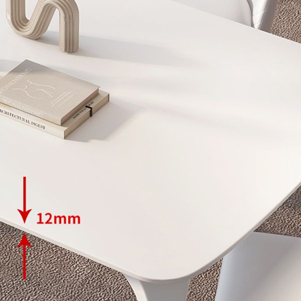 Contemporary White Round Stone Dining Table with 4 Steel Foot Clearhalo 'Dining Tables & Seating' 'Dining Tables' 'dining_table' 'furn' 'furn_dining_table' 'Furniture' 'Kitchen & Dining Furniture' 1200x1200_3f6d8b84-19e4-4978-906e-e672c71554be