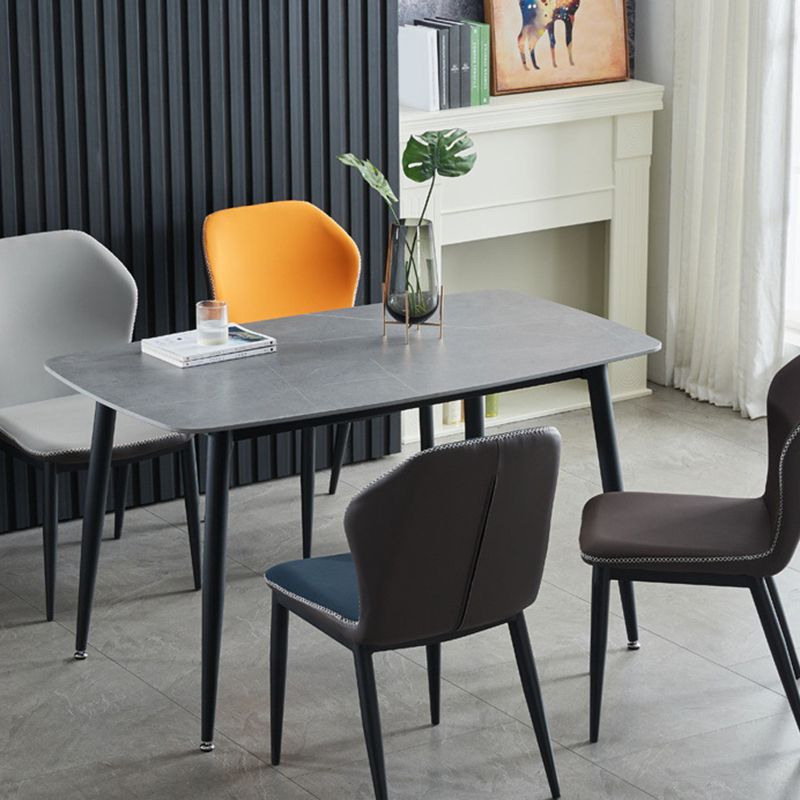 Contemporary Rectangle Dining Table Sintered Stone Dining Table with 4 Metal Legs for Dining Room Clearhalo ' dining_table' 'Dining Tables & Seating' 'Dining Tables' 'Furniture' 'furniture_dining_table' 'Kitchen & Dining Furniture' 'kitchen&dining_furn' 'kitchen' 'kitchen_dining_table' 1200x1200_3f6f8738-5c79-4fb8-b1d2-83f90b7ad94d
