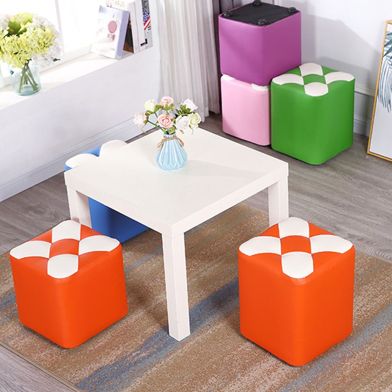 Color Panel Pouf Ottoman Stain Resistant Square Faux Leather Tufted Ottoman Clearhalo 'furn' 'furn_ottomans_poufs' 'Furniture' 'Living Room Furniture' 'Ottomans & Poufs' 'ottomans_poufs' 1200x1200_3f71bbcf-e90b-4b19-8431-d3ab72d7260f