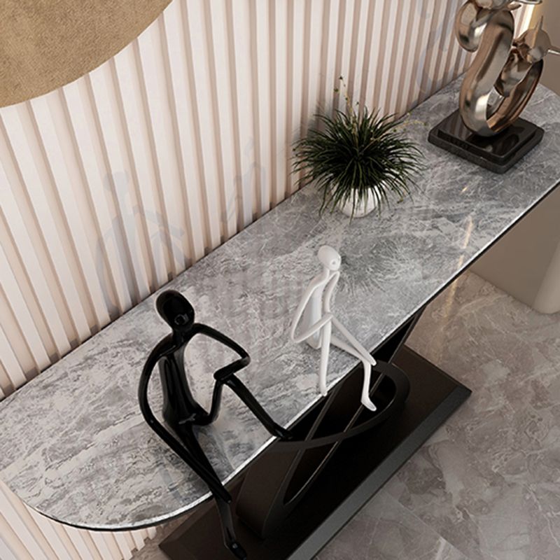 Mesa de consola de sofá de acero y piedra, mesa de acento de la consola Hall de 31.5 "
